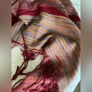 SOLD!Burgundy Stripe Pashmina Scarf
